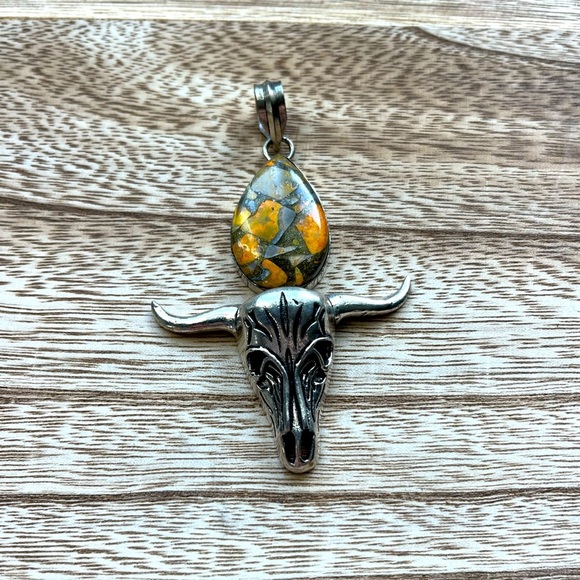Jewelry - Bumblebee Jasper Steer Head Pendant